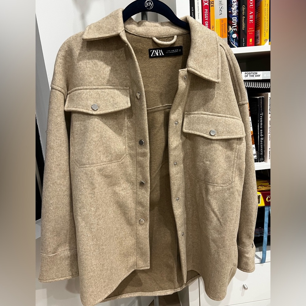 Beige oversized shacket